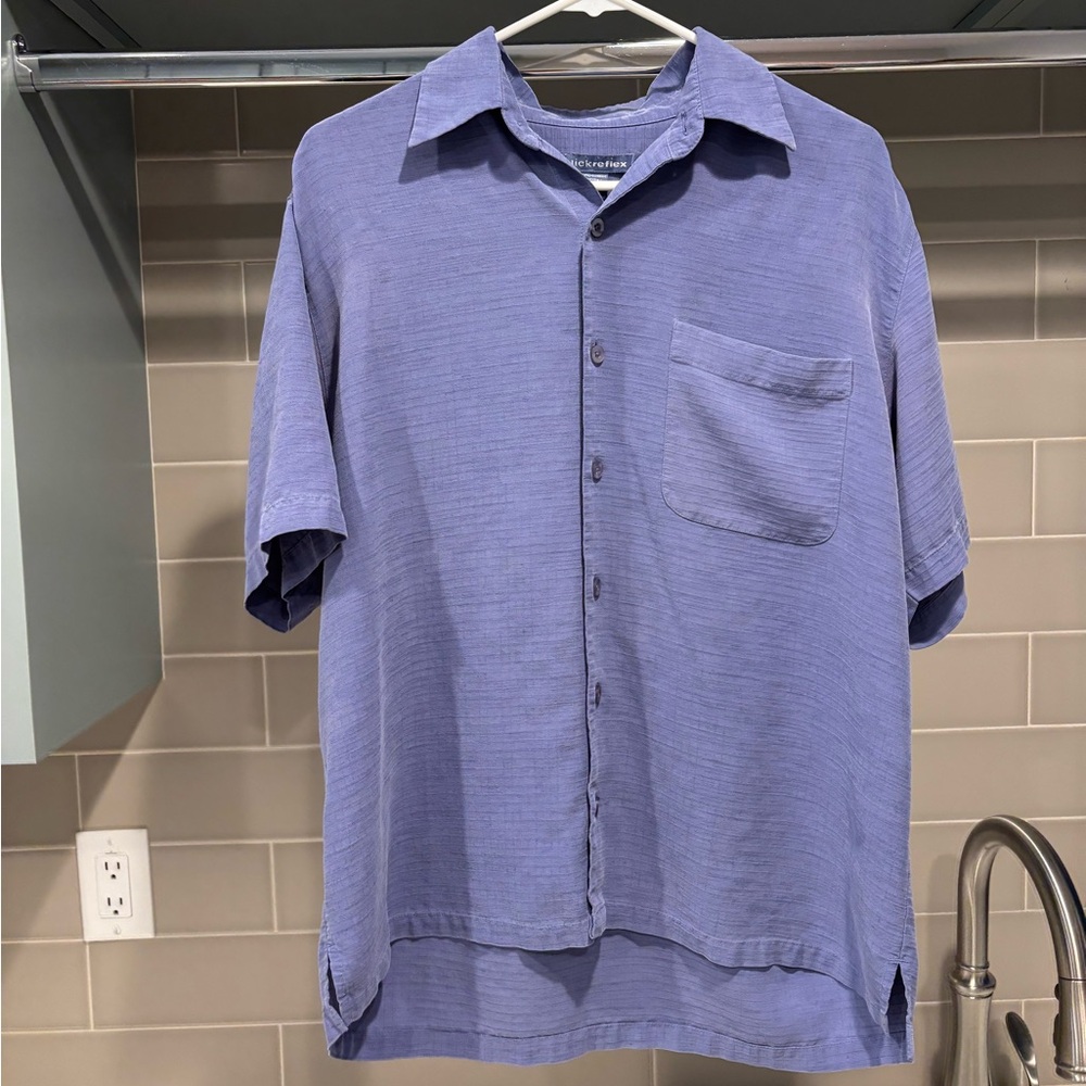 Y2K QuickReflex Rayon/Polyester Short Sleeve Button Down Polo Size M